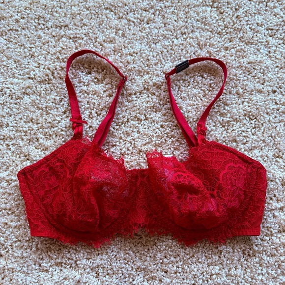 Victoria's Secret Other - Victoria's Secret Vibrant Red Lace Dream Angels Push Up‎ Without Padding Bra 34D